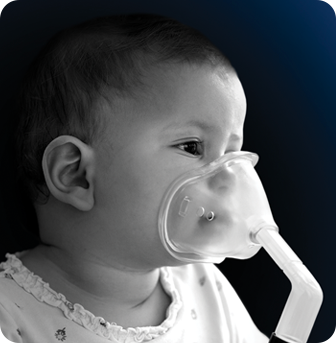 Infant with breathing mask